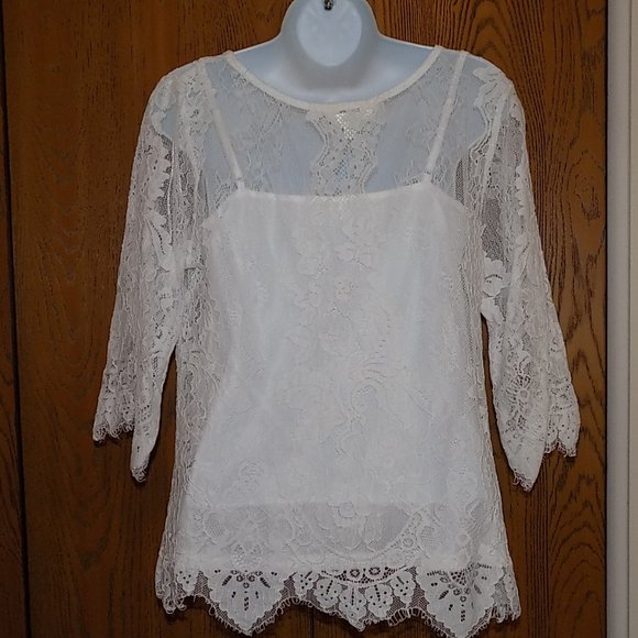ADIVA White lace top size L NWOT - Picture 2 of 10